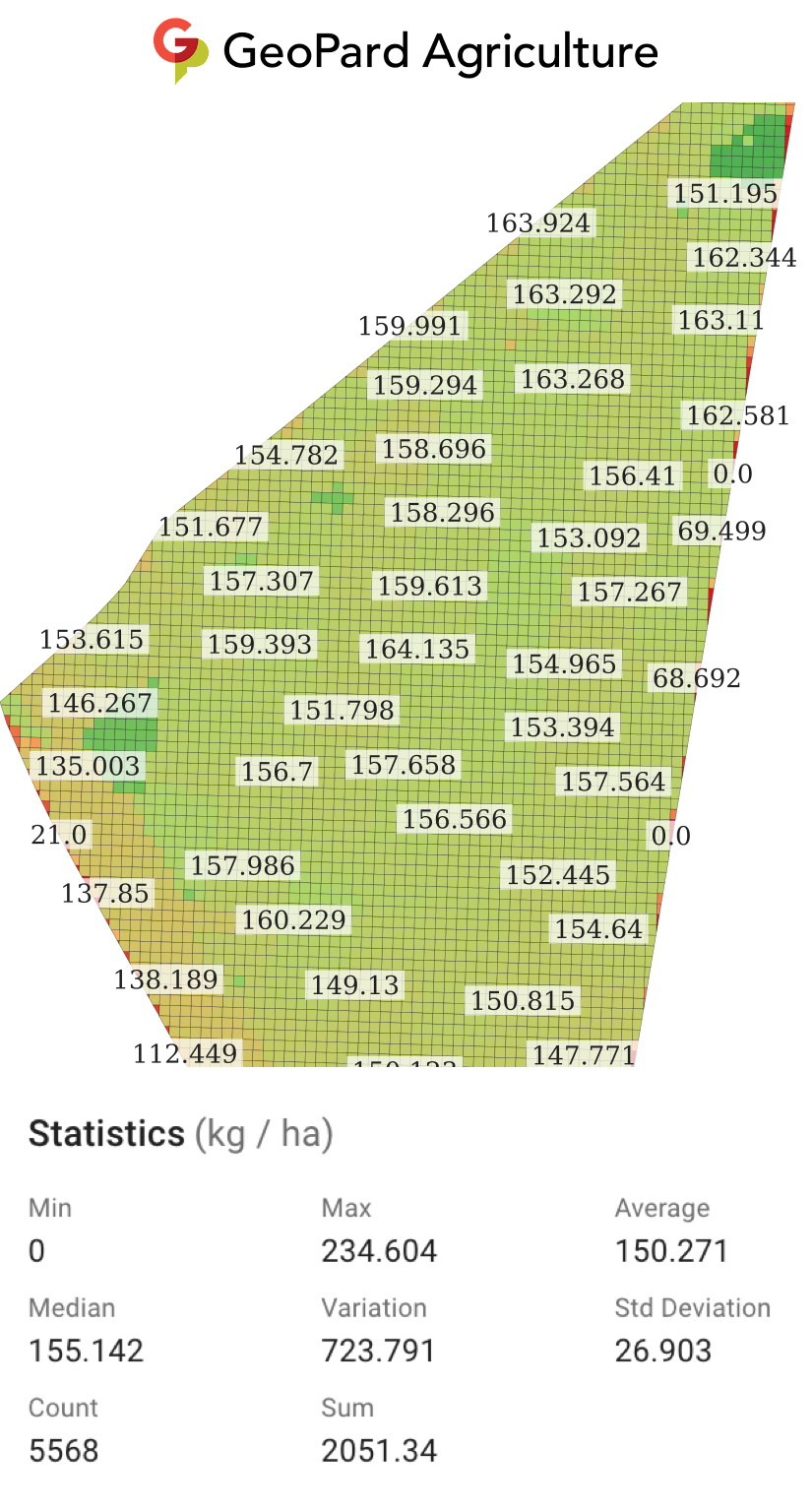 Total applied nitrogen (TAN) map in kg/ha for 2023