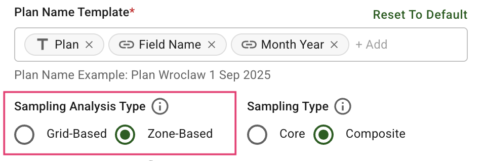 Choose Grid or Zonal based sampling plan type